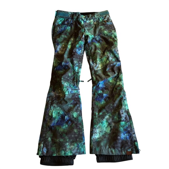 Roxy Dry Flight 10k Snow Ski Board Pants, Floral Teal Green, Size M - Picture 1 of 16